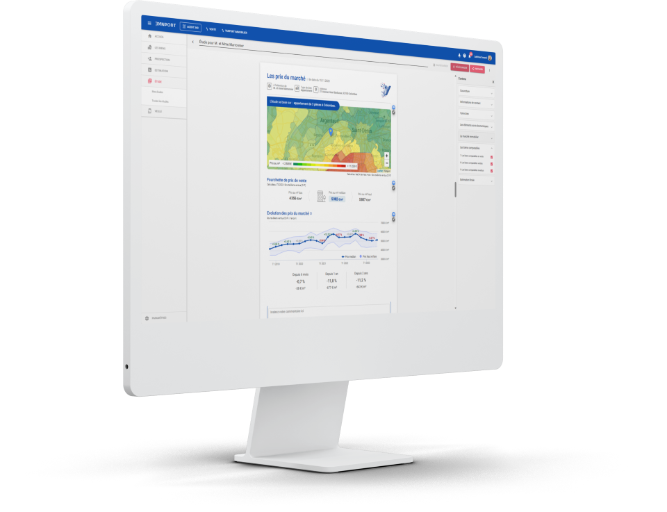 Interface d'étude d'estimation de l'application Yanport